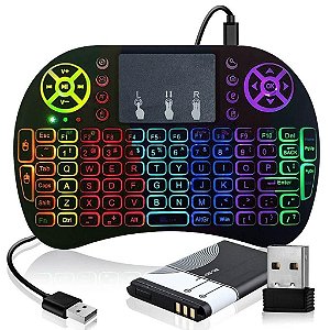 MINI TECLADO TV  EXBOM BK-BTI8LED LED WIRELESS