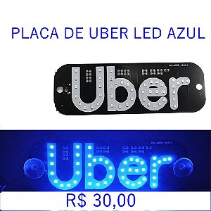 PLACA DE UBER LED AZUL 45 CABO/USB