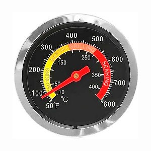 Termômetro para Fornos e Churrasqueiras Cromado 400 °C Profissional