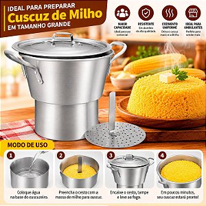 Cuscuzeiro N° 26 De Alumínio Linha Hotel 10 Litros