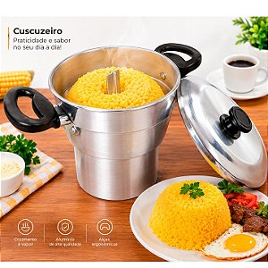 Cuscuzeiro a Vapor Individual Em Alumínio N° 12 Com Pegador E Tampa 1 Litro