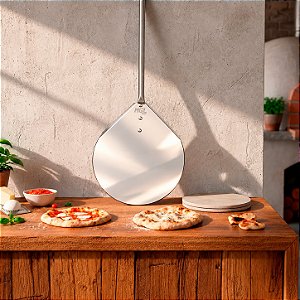 Pá De Pizza Profissional Em INOX Cabo Alumínio 40cm X 180cm Enfornar Fornear Desenfornar Pizza