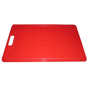 Tabua De Corte Placa (PEAD) 49x29cm Polietileno Vermelho com pegador
