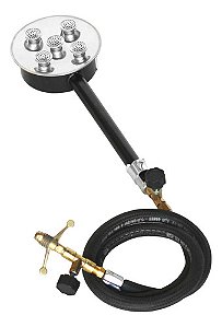 Queimador Inox 5 Caulins Com Mangueira Registro Alta Pressão