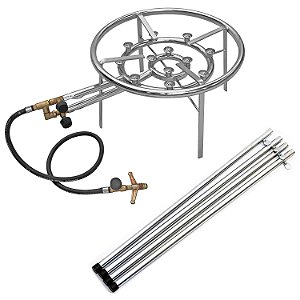 Kit Queimador Fogão Arado Paeja Duplo 35cm c/ Mangueira e Registro Com Pés