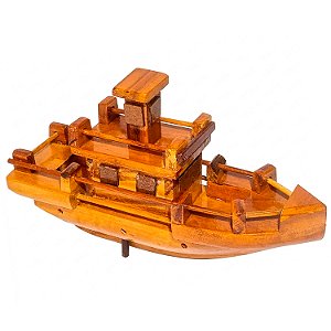 Barco em Madeira Artesanal Decorativo Vintage Coleção 30CM
