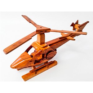 Helicóptero em  Madeira Artesanal, Decorativo, Vintage 46CM