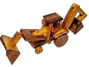 Trator Pá Escavadeira em Madeira Artesanal, Decorativo Vintage MAD GDE