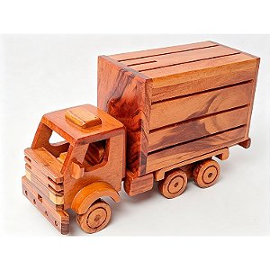 Caminhão Bau Cofre Em Madeira Artesanal - Decoração Colecionador