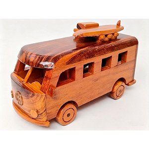 Kombi Em Madeira Artesanal Média - Decoração Colecionador Ambiente Temático