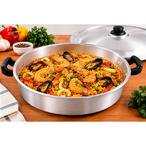 Tacho Frigideira Caçarola Paeja Alumínio 40cm Com Tampa