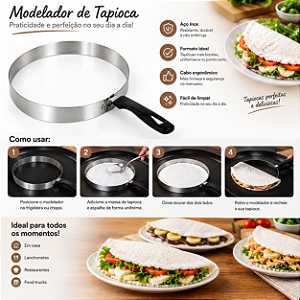 Modelador de Tapioca em Inox 20CM com Cabo de Baquelite