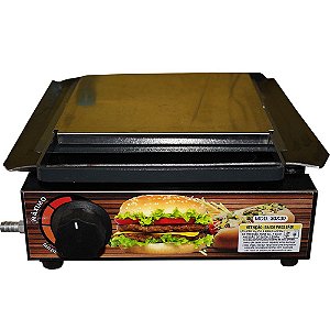 Chapa Lanche Hot Dog Porções Prensado Fogão Em Aço 48x28cm