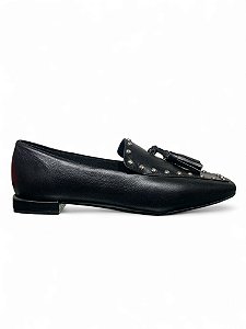Mocassim Your Shoes Preto Aplique Cristal