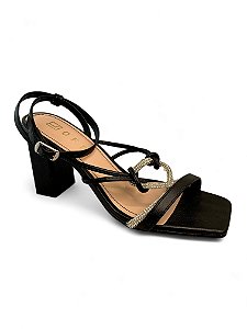 Sandália Off Line Preta Strass