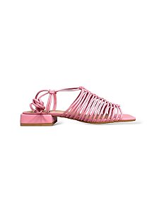 Sandália Your Shoes Rosa Tiras Amarração