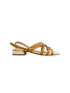 Sandália Your Shoes Caramelo Metal Dourado