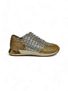 Tênis Your Shoes Prata e Dourado Trama
