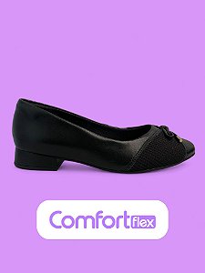 Sapato Comfortflex Preto Soft c/ Lycra