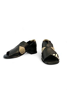 Sandalia Your Shoes Preto c/ Cinza c/ Zebra