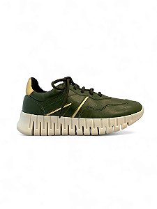 Tênis Giulia Domna Verde Militar e Dourado