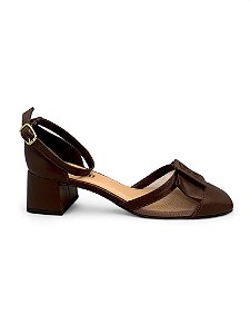 Sapato Your Shoes Telado Laço Marrom