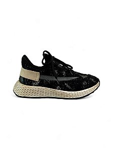 Tênis Your Shoes Preto Malha Com Brilho