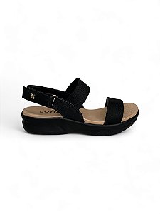 Sandália Softli Velcro Preta