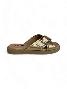 Chinelo Softli Dourada Cruzada