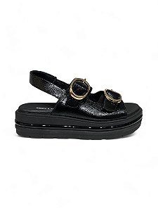 Papete Your Shoes Preta Verniz Molhado