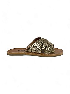 Rasteira Your Shoes Tramado Dourado