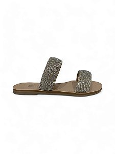 Rasteira Your Shoes Prata 2 Tiras Largas