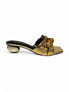 Tamanco Your Shoes Dourado Babado