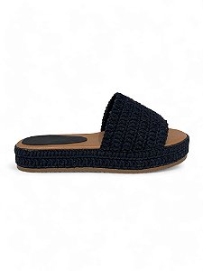Tamanco Your Shoes Flat Trama Preto