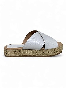 Tamanco Your Shoes Flat Branco Cruzado