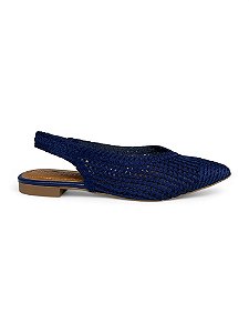 Slingback Your Shoes Azul Trama Salto Baixo