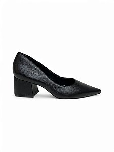 Scarpin Lia Line Preto Salto Bloco