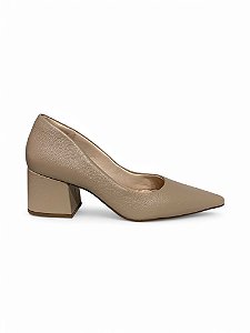 Scarpin Lia Line Nude Salto Bloco