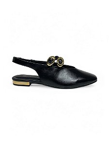 Slingback Your Shoes Preta Salto Dourado