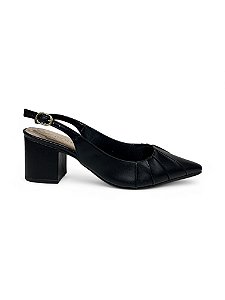 Slingback Mariotta Preta Plissado