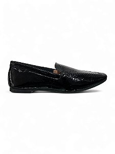 Mocassim Your Shoes Preto Verniz Molhado