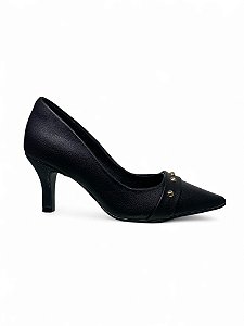 Scarpin Your Shoes Preto Spikes Dourado