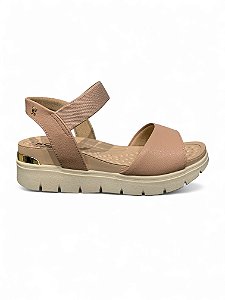 Sandália Softli Nude Detalhe Dourado