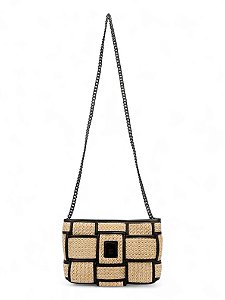 Bolsa WJ Palha e Preto Transversal Média