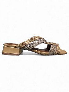 Tamanco Your Shoes Nude Palha Trama