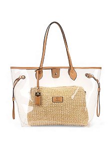 Bolsa WJ Vinil Com Necessaire Palha Camel