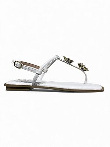 Rasteira HR Branca Detalhe Dourado