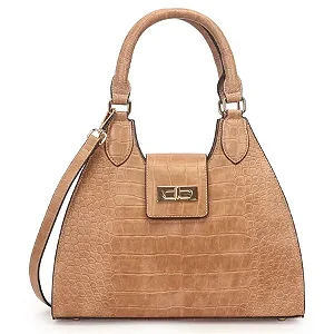 Bolsa WJ Camel Croco Satchel Md Estruturada