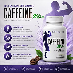 Cafeína 200mg - 90 cápsulas - Canibal Inc.