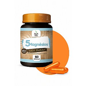 5 MAGNÉSIOS| QUELATO| MALATO| ASCORBATO| TAURATO| ÓXIDO DE MAG 100% NATURAL 1000MG